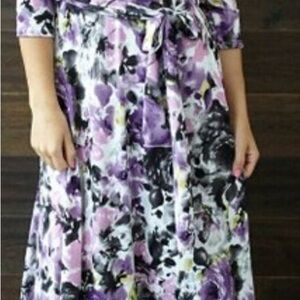 Purple and Green Floral Dress by PinkBlush